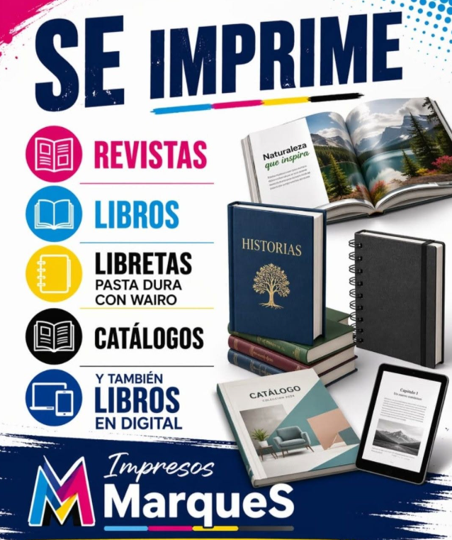 Se imprime: revistas, libros, libretas, catálogos y libros en digital. Impresos MarqueS